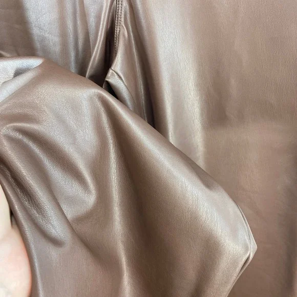 Maeve The Colette Cropped Vegan Leather Pants Chocolate Brown Womens 32 Petite - Picture 5 of 13